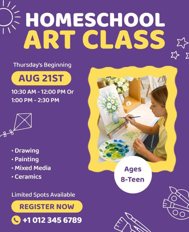 Homeschool Art Class Workshop Flyer Template