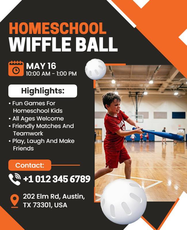 Homeschool Wiffle Ball Event Flyer Template