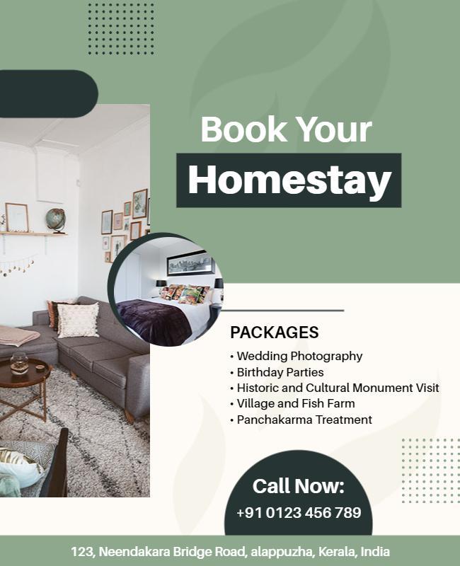 Homestay Booking and Event Packages Flyer Template