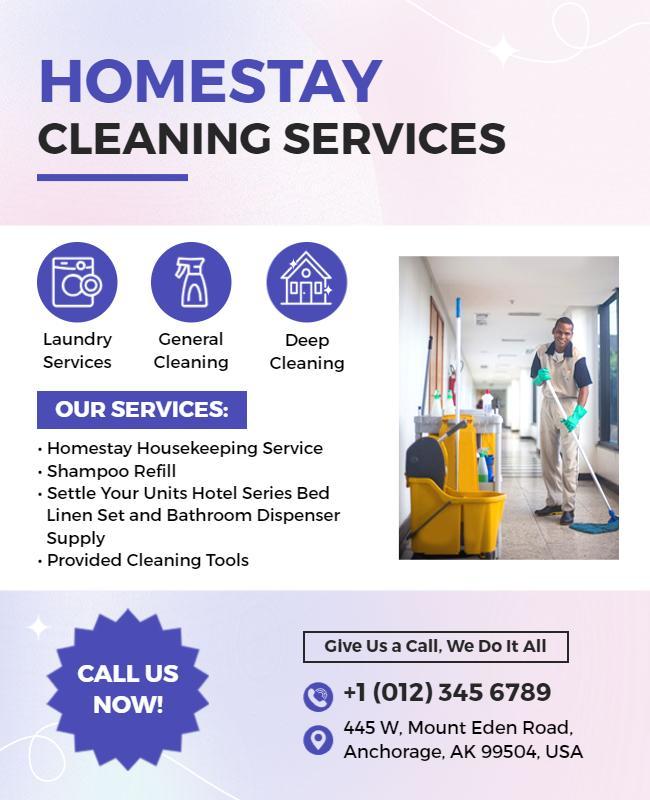 Homestay Cleaning Services Advertisement Flyer Template