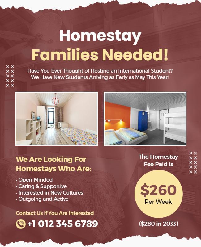 Homestay Host Family Recruitment Flyer Template