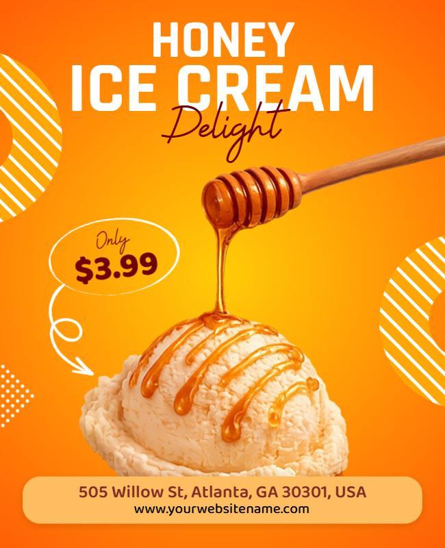 Honey Ice Cream Delight Promotion Flyer Template