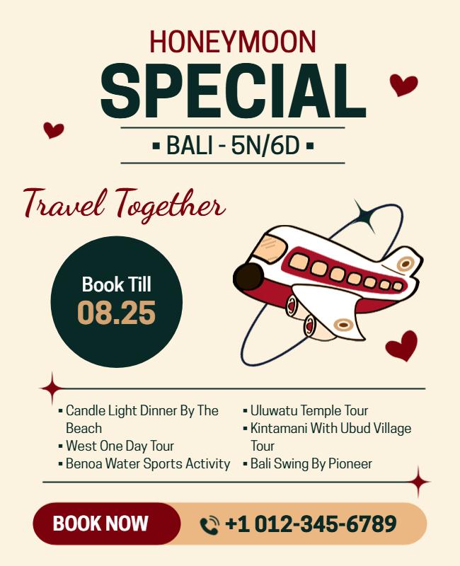 Honeymoon Special Bali Travel Package Flyer Template