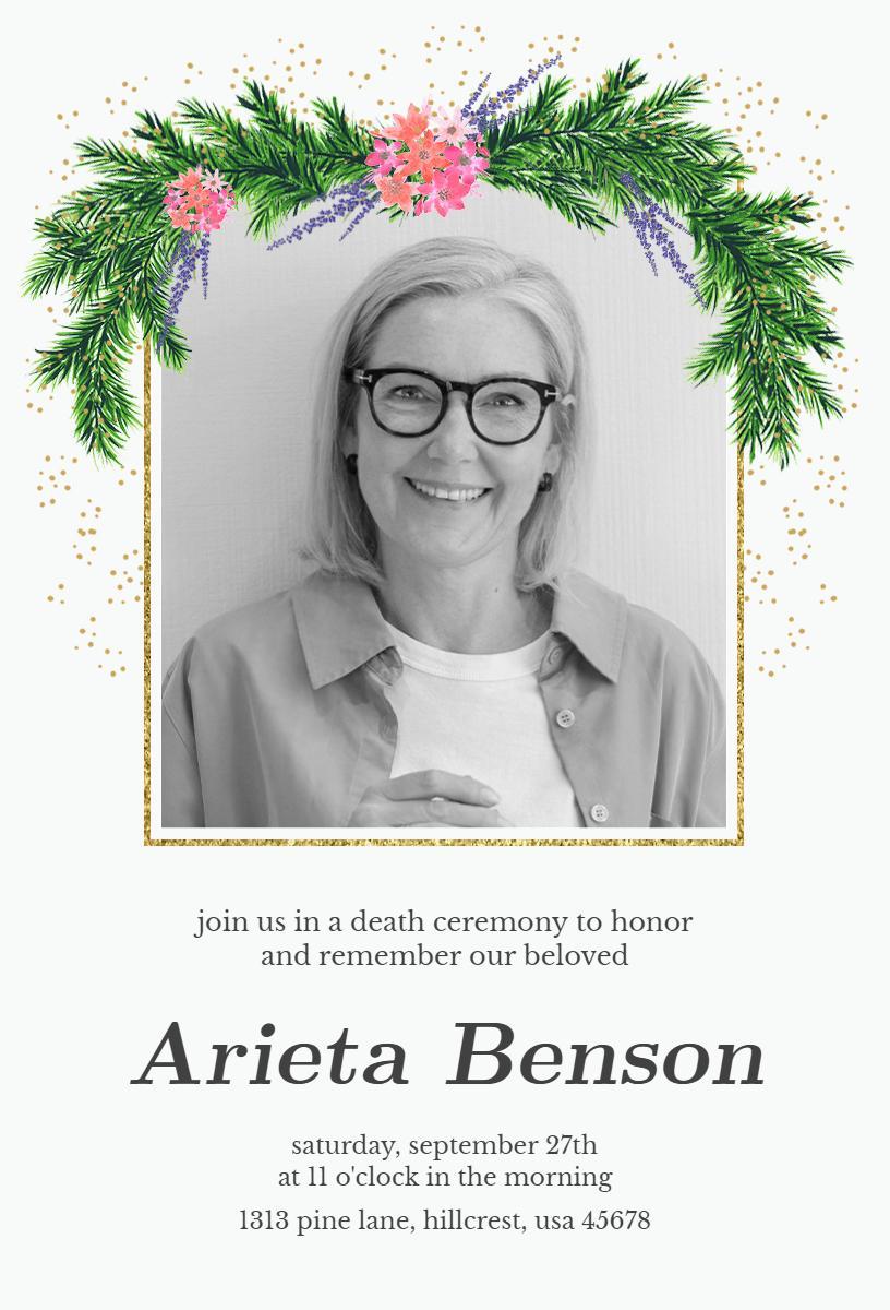 Honoring Beloved Life Celebration Funeral Invitation Template