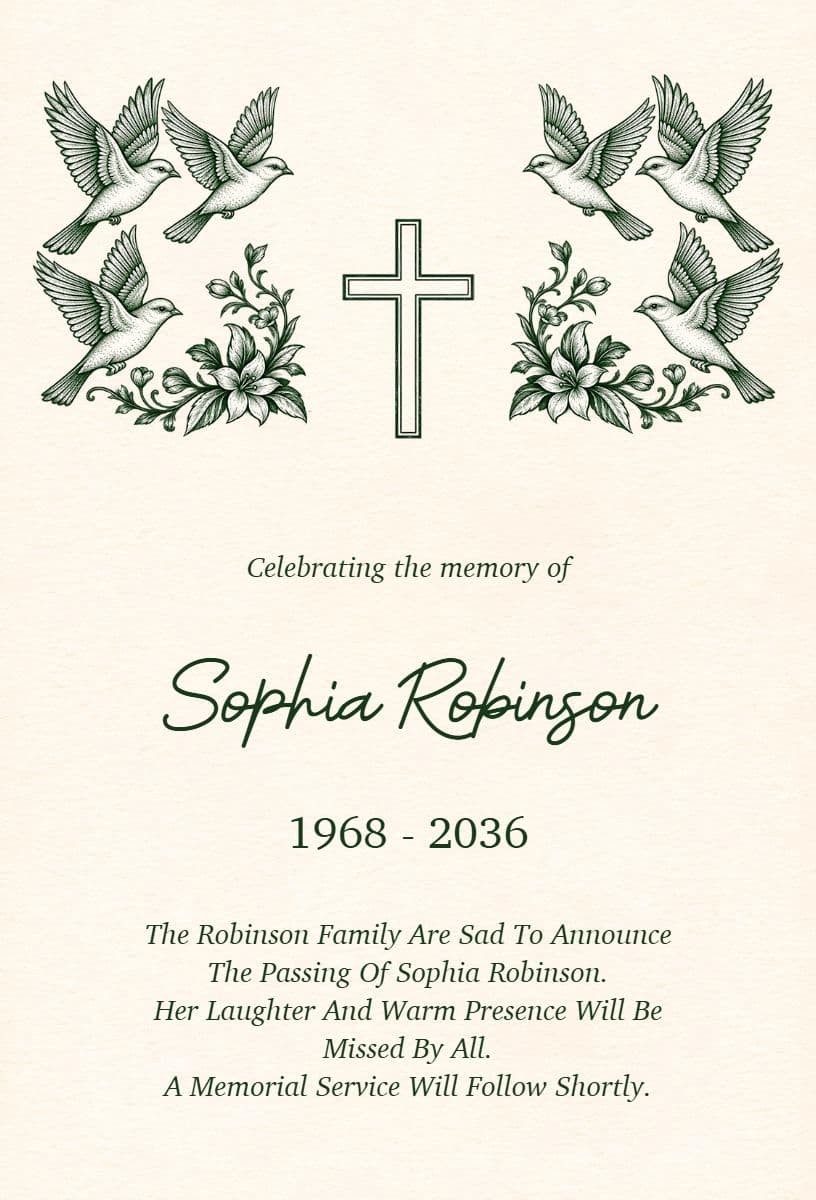 Honoring Memory Funeral Ceremony Announcement Template