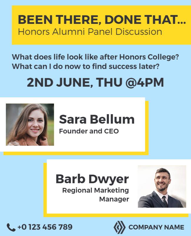 Honors Alumni Panel Discussion Flyer Template