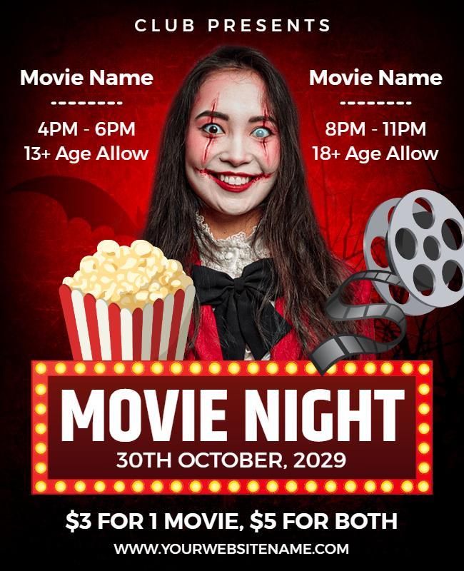 Horror Movie Double Feature Event Flyer Template