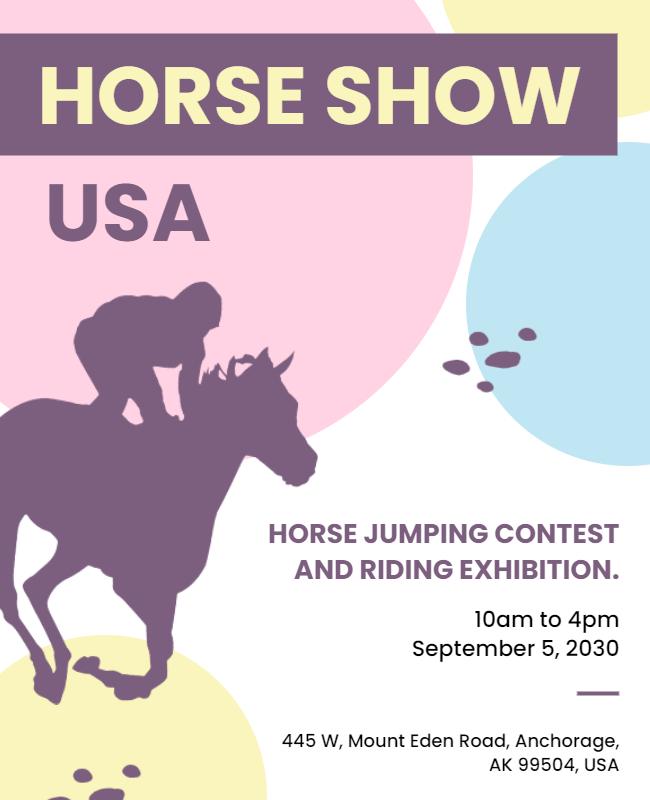 Horse Jumping Contest and Riding Exhibition Flyer Template