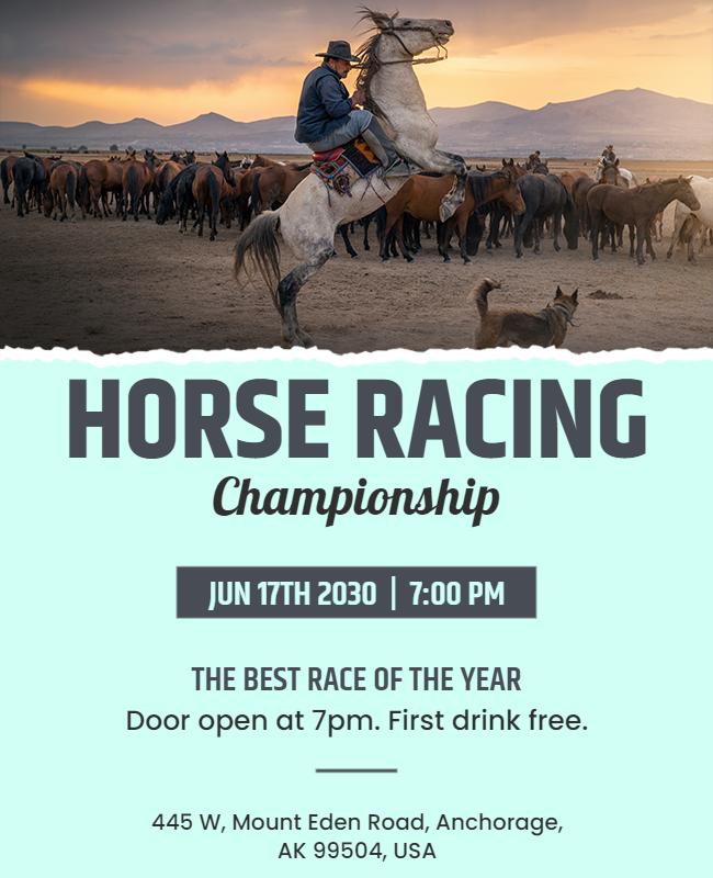 Vibrant Equestrian Horse Racing Championship Flyer Template