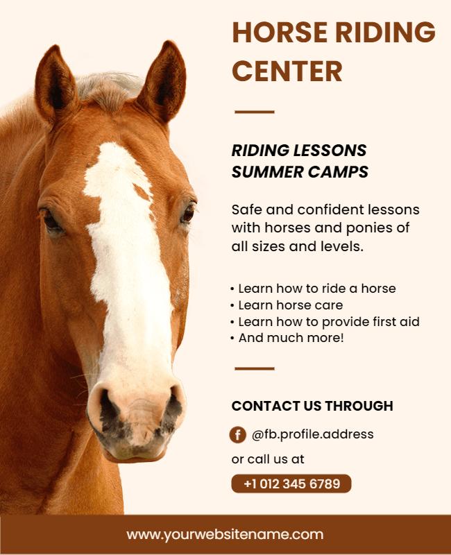 Horse Riding Lessons and Camps Flyer Template