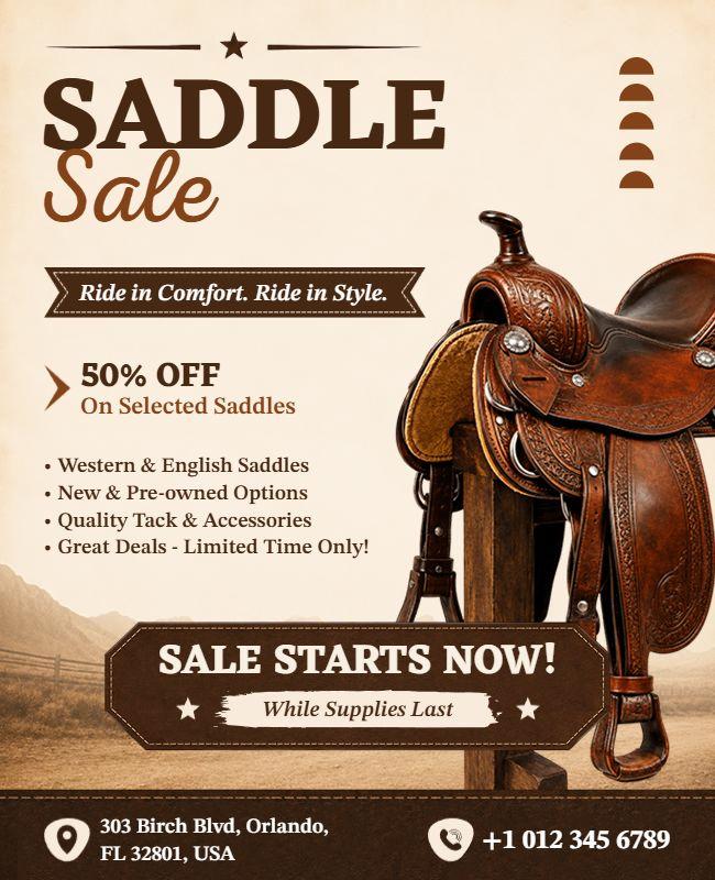 Horse Saddle Sale Promotional Flyer Template