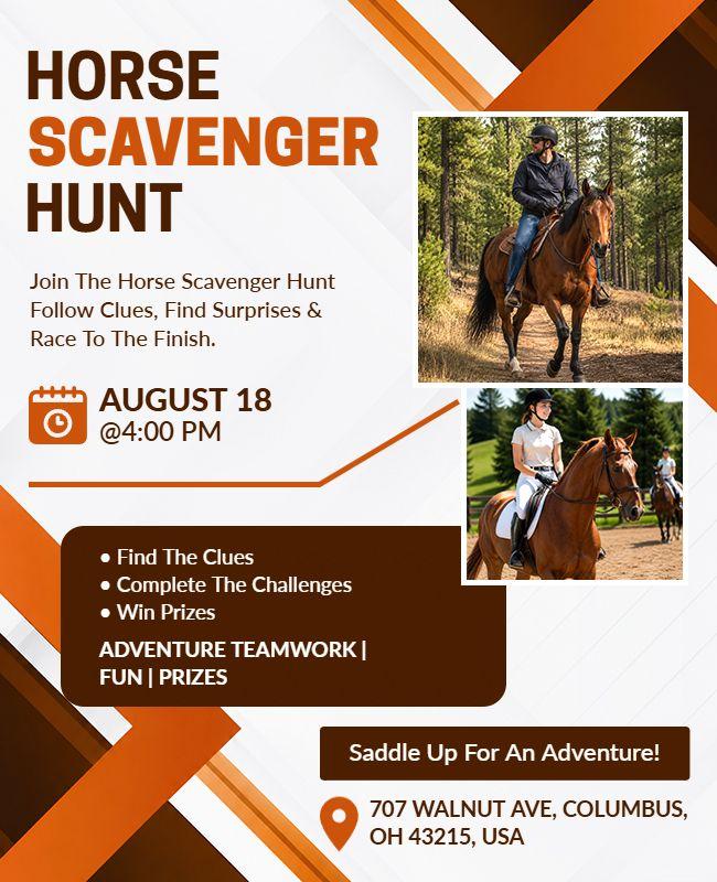 Horse Scavenger Hunt Adventure Flyer Template