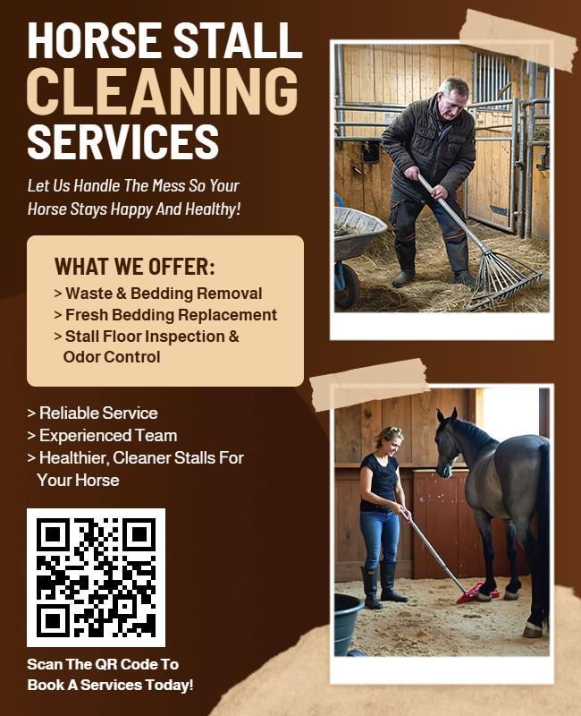 Horse Stall Cleaning Service with Reliable Care Flyer Template