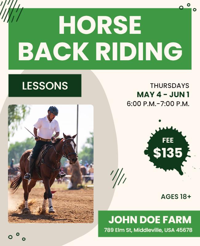 Horseback Riding Lessons Promotion Flyer Template