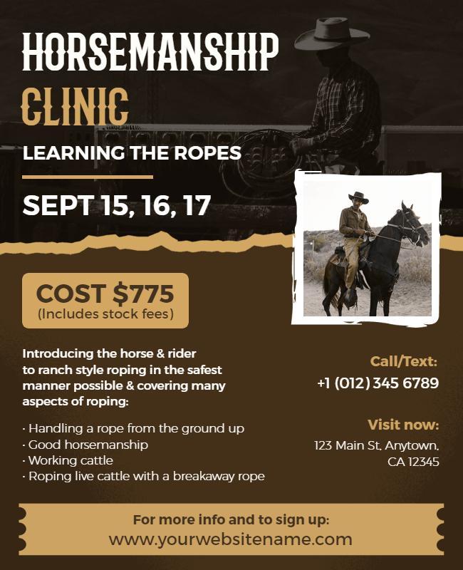 Horsemanship Clinic Roping Skills Flyer Template