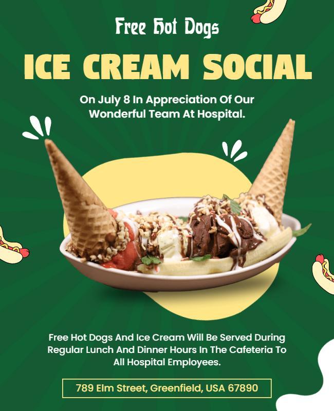 Hospital Employee Appreciation Ice Cream Social Flyer Template