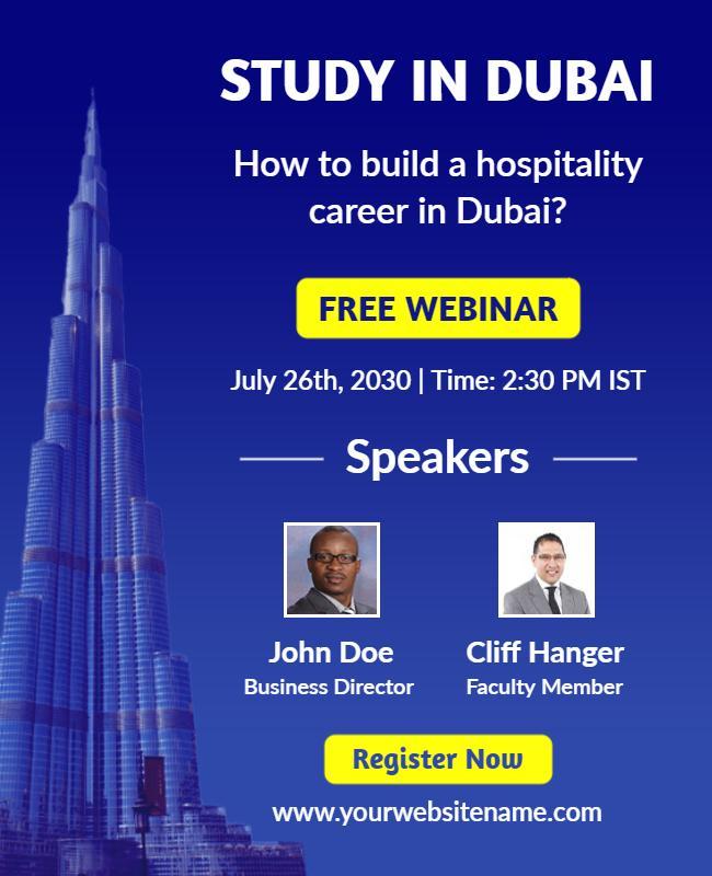 Hospitality Career Webinar in Dubai Flyer Template