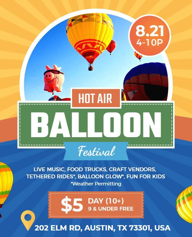 Vibrant Hot Air Balloon Festival Celebration Flyer Template