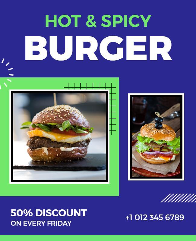 Hot and Spicy Burger Discount Flyer Template