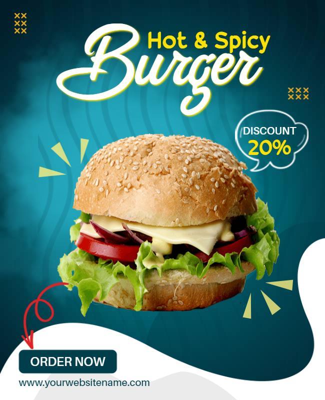 Hot and Spicy Burger Promotion Flyer Template