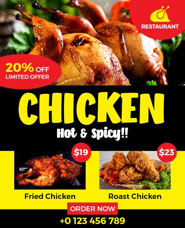 Hot and Spicy Chicken Restaurant Flyer Template