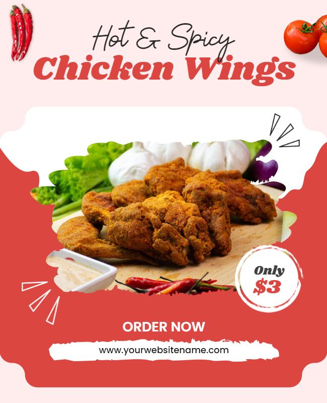 Hot and Spicy Chicken Wings Promotion Flyer Template