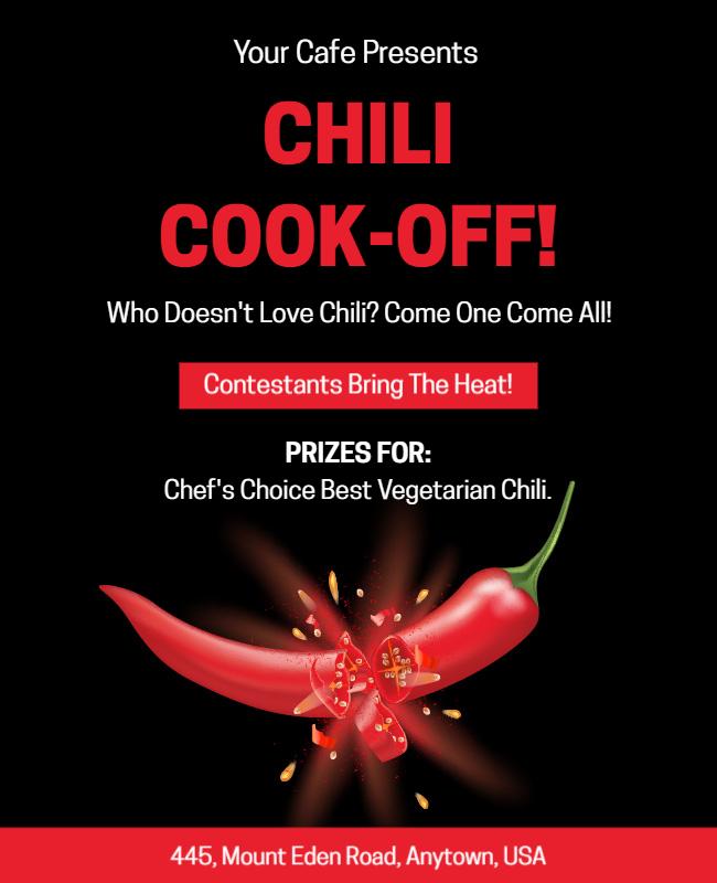 Hot Chili Cook Off Flyer or Red Chili Cook Off Flyer Template