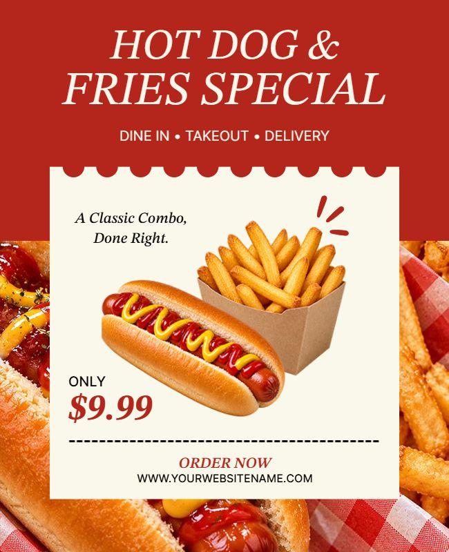 Hot Dog and Fries Special Offer Flyer Template