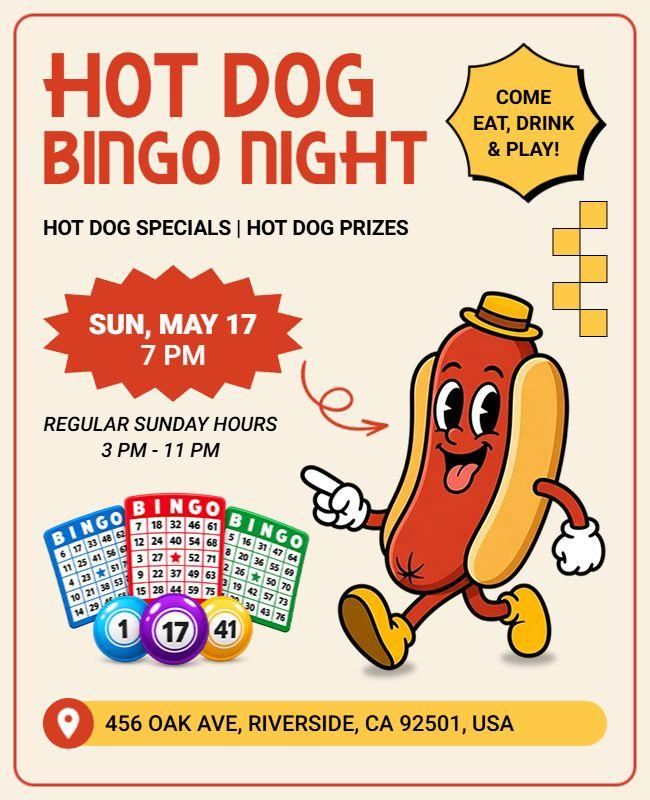 Hot Dog Bingo Night Event Flyer Template