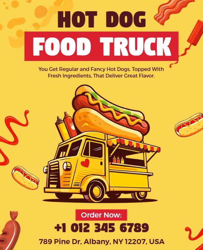 Hot Dog Food Truck Promotion Flyer Template