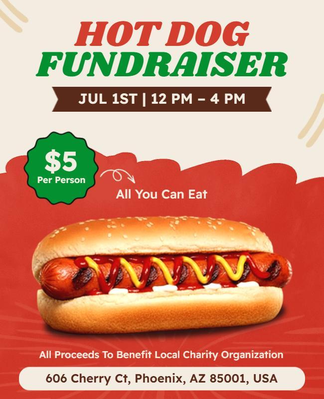 Hot Dog Fundraiser Charity Event Flyer Template