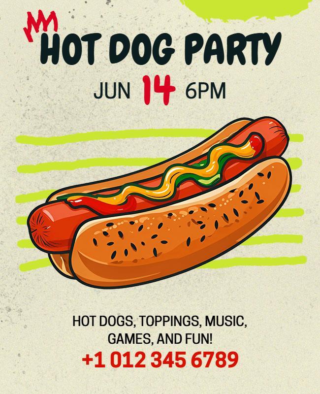 Hot Dog Party Event Flyer Template