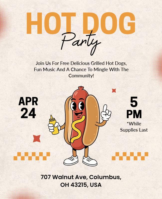 Hot Dog Party Event Poster Template