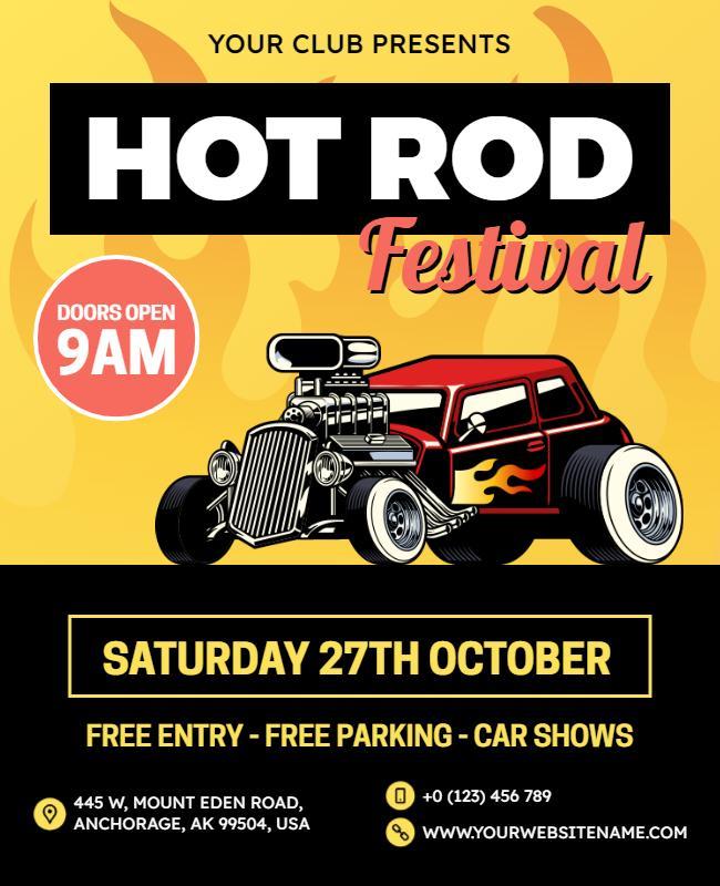 Hot rod car show festival flyer template