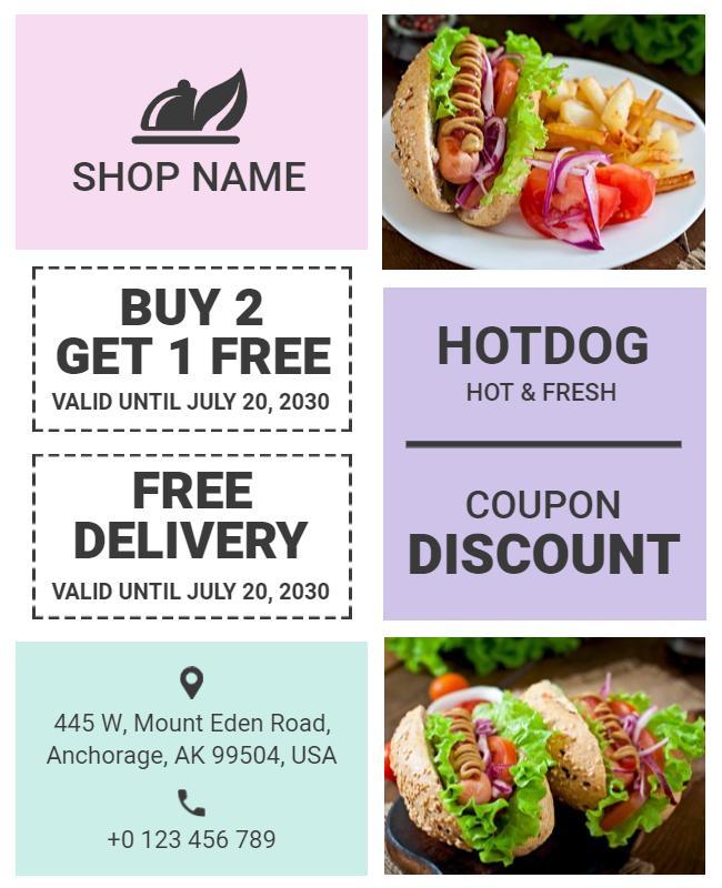 Hotdog Shop Buy One Get One Free Flyer Template