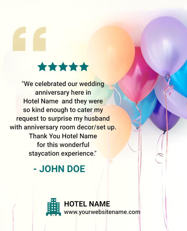 Hotel Anniversary Celebration Testimonial Flyer Template