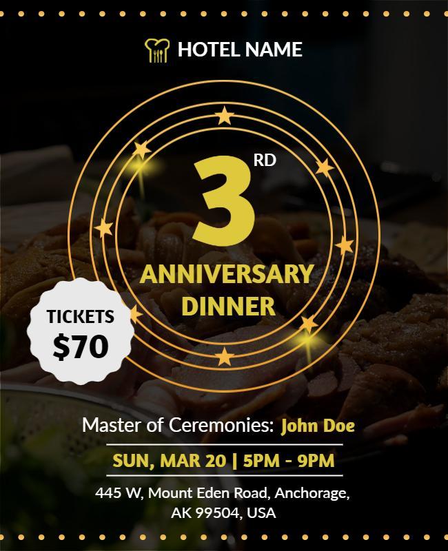 Hotel Anniversary Dinner Celebration Flyer Template