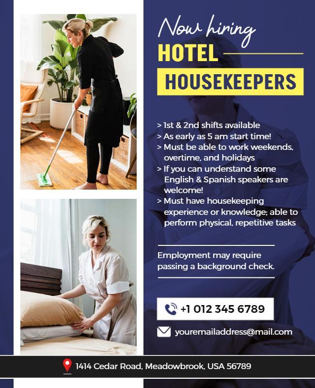 Hotel Housekeepers Job Recruitment Flyer Template