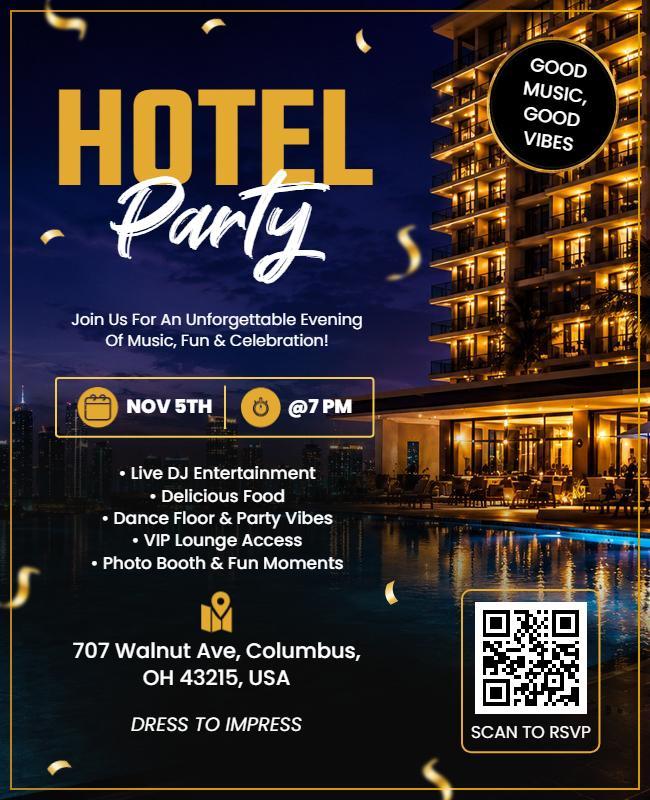 Hotel Party Night Celebration Poster Template