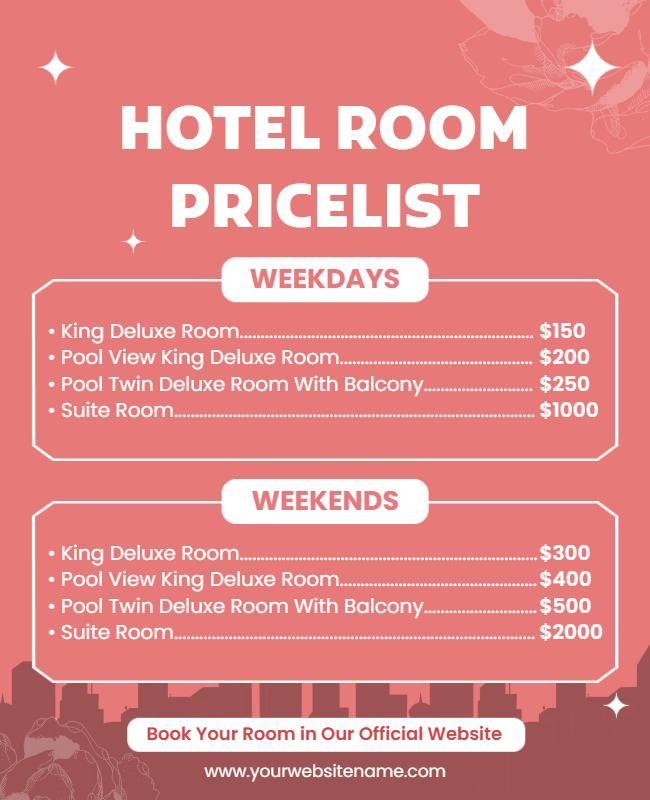 Hotel Room Pricelist Flyer Template