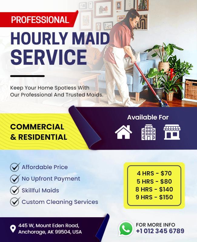 Hourly Maid Service Advertisement Flyer Template