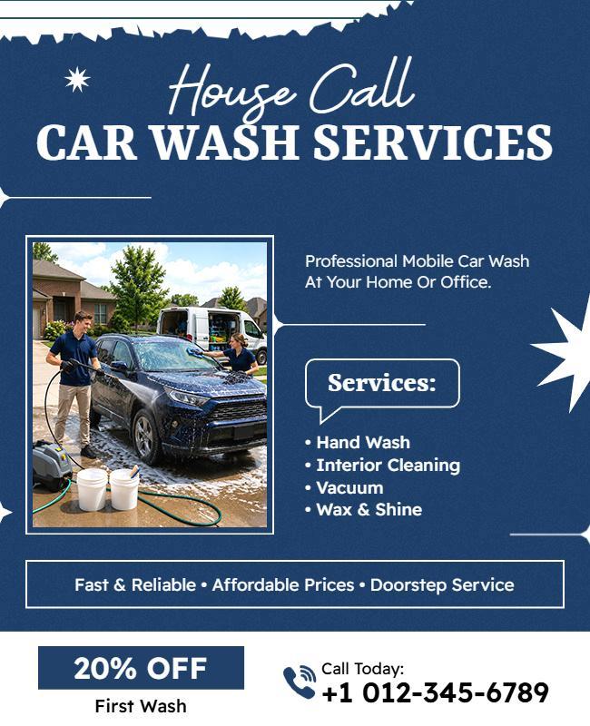 House Call Car Wash Advertising Flyer Template