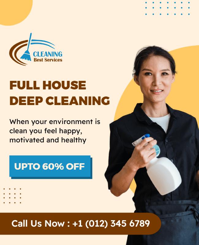 House Deep Cleaning Service Promotion Flyer Template