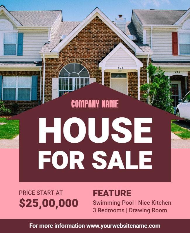 House for Sale Real Estate Advertising Flyer Template