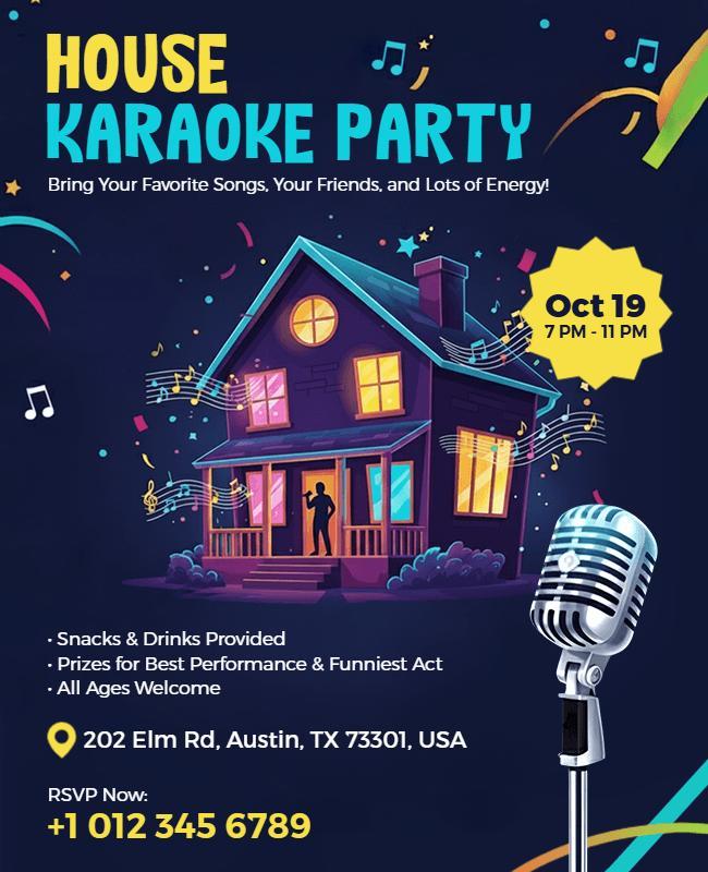 House Karaoke Party Event Flyer Template