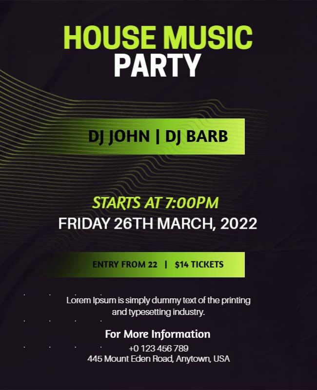 Dynamic Green House Music Party Flyer Template