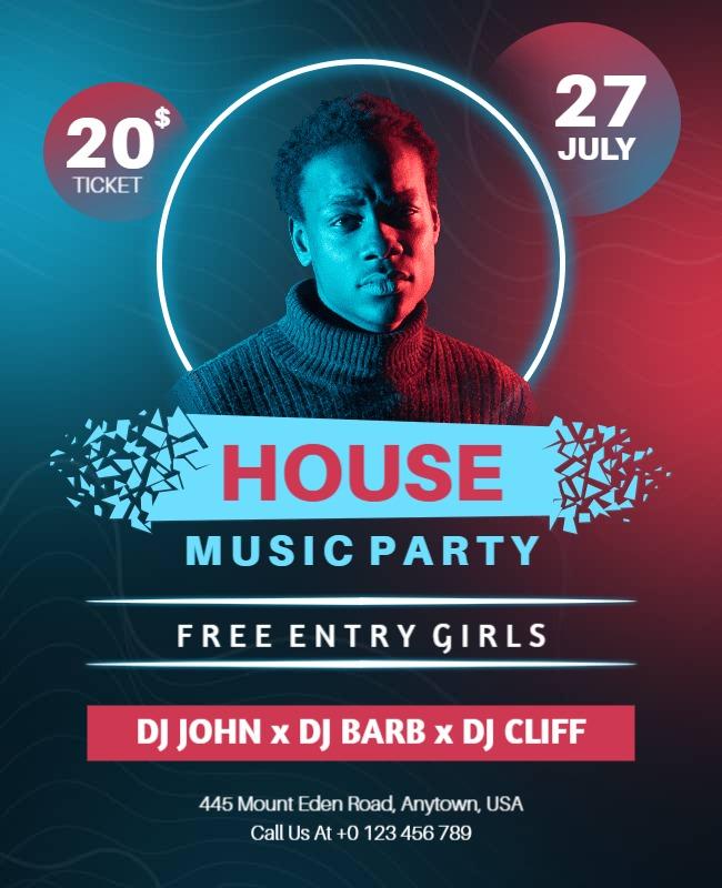 House Music Party with Djs Flyer Template