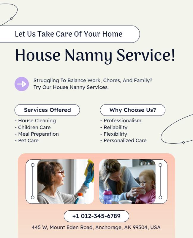 House Nanny Service Promotional Flyer Template