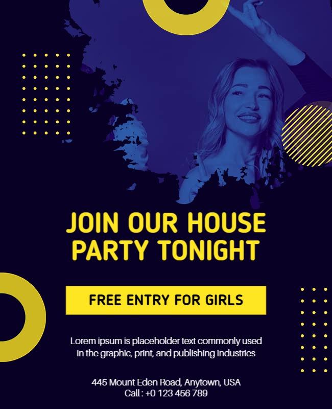 House Party Event Flyer with Modern Design Template