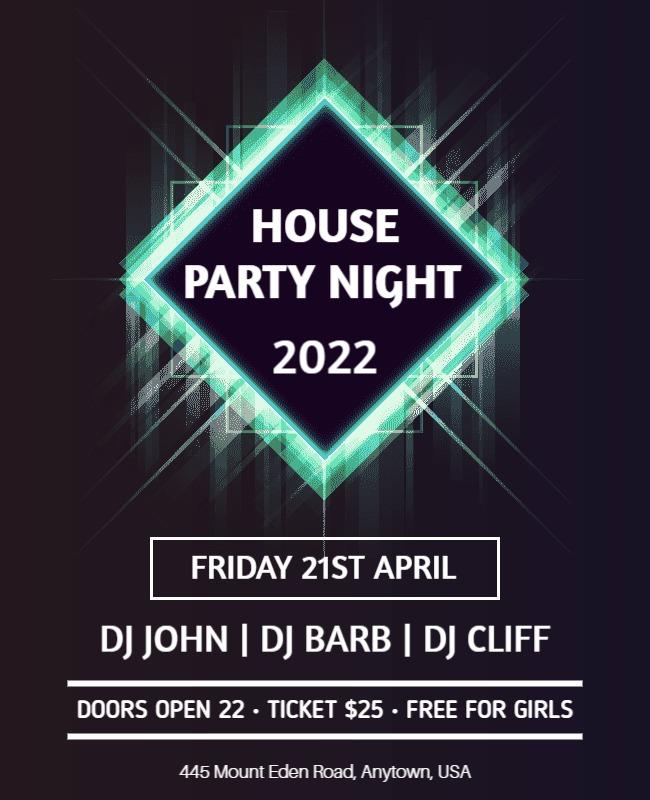 House Party Night Event Flyer Template